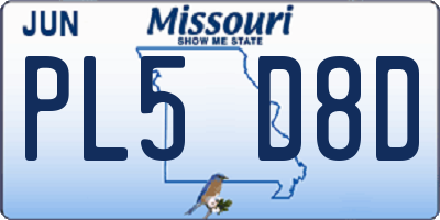 MO license plate PL5D8D