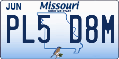 MO license plate PL5D8M