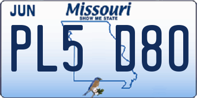 MO license plate PL5D8O