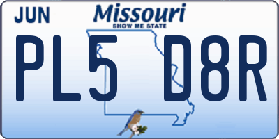 MO license plate PL5D8R