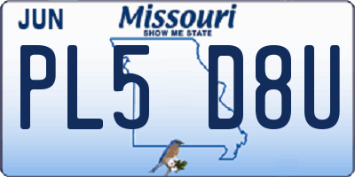 MO license plate PL5D8U