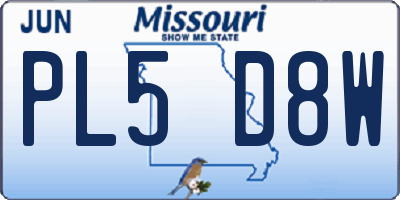 MO license plate PL5D8W