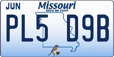 MO license plate PL5D9B
