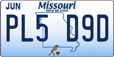 MO license plate PL5D9D