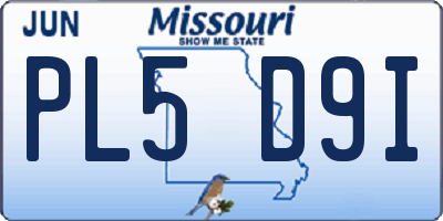 MO license plate PL5D9I