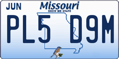MO license plate PL5D9M