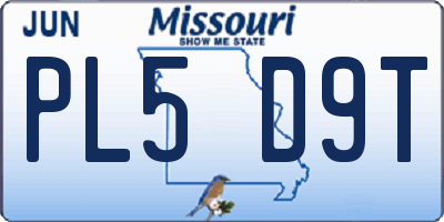 MO license plate PL5D9T