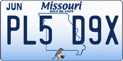 MO license plate PL5D9X