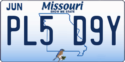 MO license plate PL5D9Y