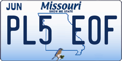 MO license plate PL5E0F