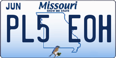 MO license plate PL5E0H