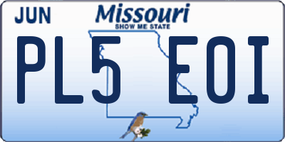 MO license plate PL5E0I