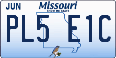 MO license plate PL5E1C