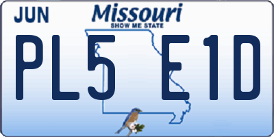 MO license plate PL5E1D