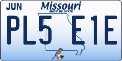 MO license plate PL5E1E