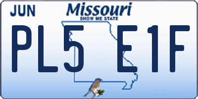 MO license plate PL5E1F