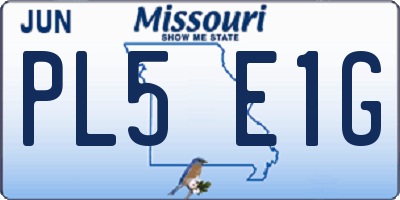 MO license plate PL5E1G