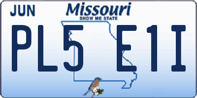 MO license plate PL5E1I
