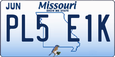 MO license plate PL5E1K