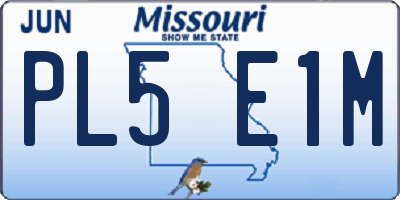 MO license plate PL5E1M
