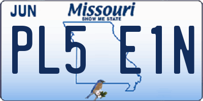MO license plate PL5E1N