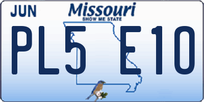 MO license plate PL5E1O