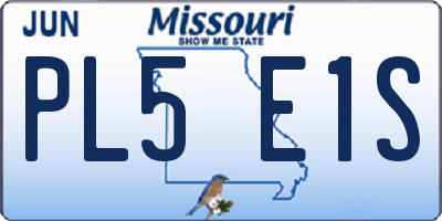 MO license plate PL5E1S