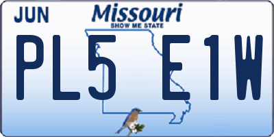 MO license plate PL5E1W