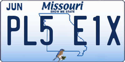MO license plate PL5E1X