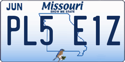 MO license plate PL5E1Z