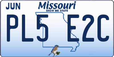 MO license plate PL5E2C