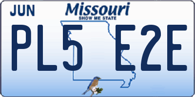 MO license plate PL5E2E