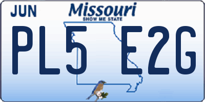 MO license plate PL5E2G