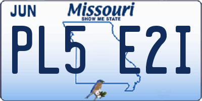 MO license plate PL5E2I