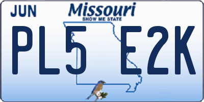 MO license plate PL5E2K