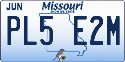 MO license plate PL5E2M