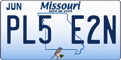 MO license plate PL5E2N