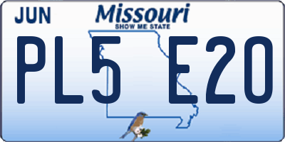 MO license plate PL5E2O