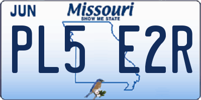 MO license plate PL5E2R