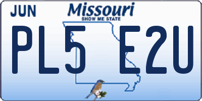 MO license plate PL5E2U