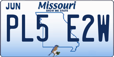 MO license plate PL5E2W