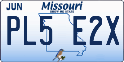 MO license plate PL5E2X