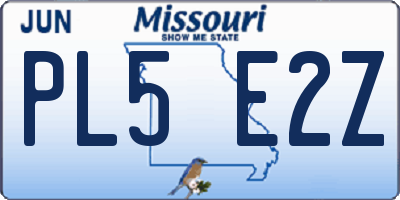 MO license plate PL5E2Z
