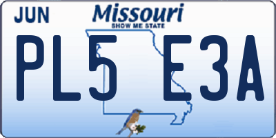 MO license plate PL5E3A