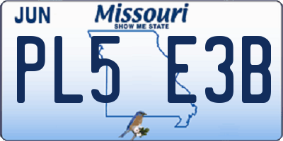 MO license plate PL5E3B