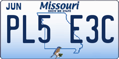 MO license plate PL5E3C