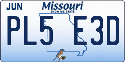MO license plate PL5E3D