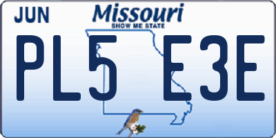 MO license plate PL5E3E