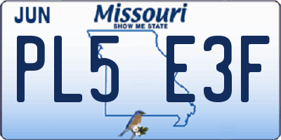 MO license plate PL5E3F