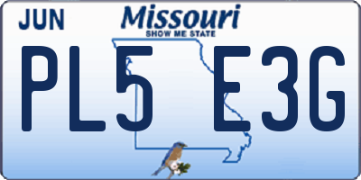 MO license plate PL5E3G